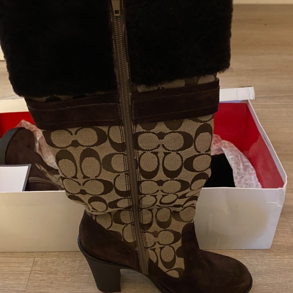 Coach Tall Brown Winter Boots - Picture 3 of 6